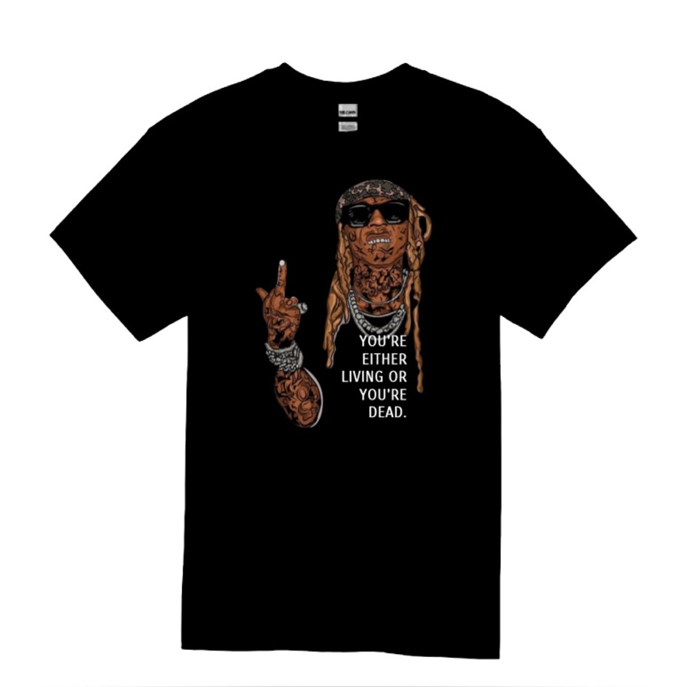 Black Graphic T-Shirt with Lil Wayne